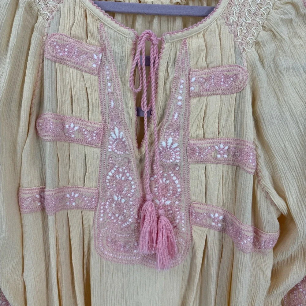 Free people wind Willow Boho orange and Pink Tunic Dress L